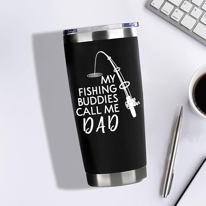 Fishing Gifts For Men Birthday Gift For 20oz Black My Fishing Buddies Call Me Dad Travel Tumbler Fishings Gift For Bay Christmas Presents For Father Dad Fishings Lover Coffee Cup With Lid Straw