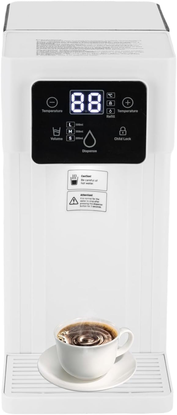 Instant Hot Water Dispenser Filter, 1500W Countertop Water Boiler Warmer, Countertop Electric Kettles with Safety Lock for Office, Bedroom, Living room, Kitchen (White)