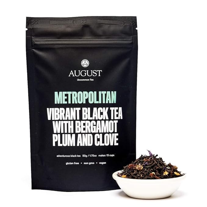 August Uncommon Metropolitan – Bergamot Plum Earl Grey Holiday Tea – Handcrafted Loose Leaf Black Tea with Bright Citrus & Aromatic Notes – Smooth Blend for Cozy Winter Enjoyment (1.8oz)