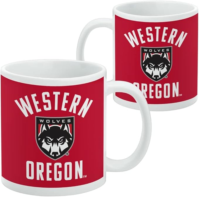 Western Oregon University Wolves Logo Ceramic Coffee Mug, Novelty Gift Mugs for Coffee, Tea and Hot Drinks, 11oz, White