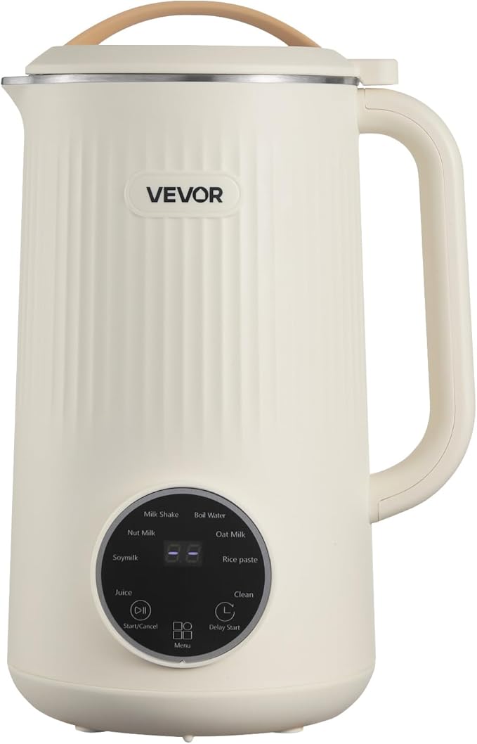 VEVOR 8-in-1 Nut Milk Maker, 34 oz Soy Milk Maker with 180W Blending, for Homemade Oat, Nut, Soy, Juice, Milkshake, Rice Cereal, Plant-Based Beverages with Self-Cleaning, Boil Water, 12-Hour Delay