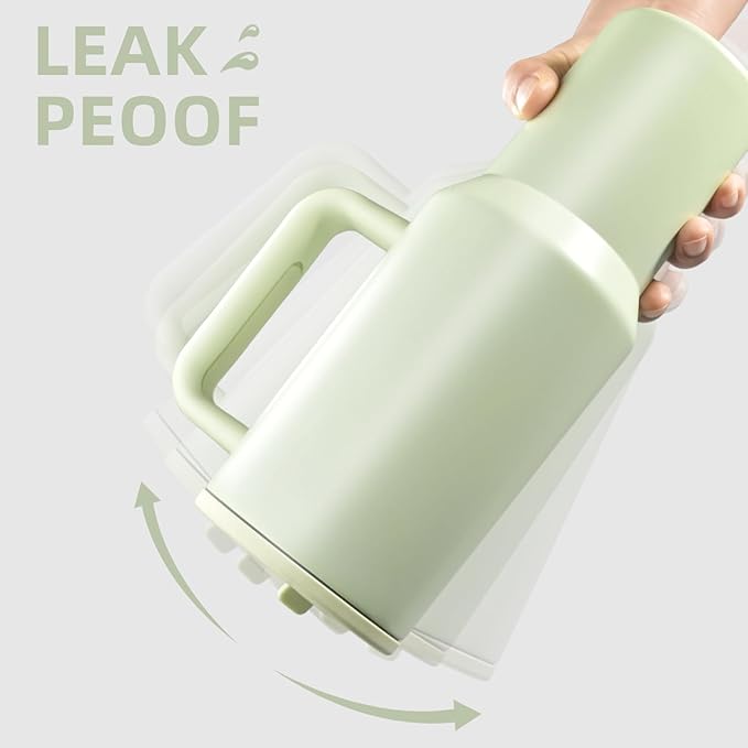 40 oz Insulated Tumbler with Handle,Flip Straw,Lid & Rubber Base Stainless Steel Water Bottle - Leak Proof Vacuum Insulated Mug BPA Free Reusable Travel Cup Gifts for Women/Men (mint green 40oz new)