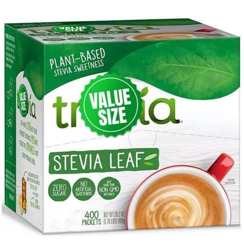 Truvias Sweetener Original Calorie-Free Sweetener from the Stevia Leaf Packets, 400 Packets, Plus WDBundles Spoon Perfect for Mixing.