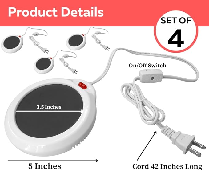 Evelots Electric Desk Cup Warmer 4 Pack - Candle Warming Plate - Coffee Mug Heater - Also Great for Hot Tea, Hot Chocolate, Soup, Scented Candles - On/Off Indicator Light