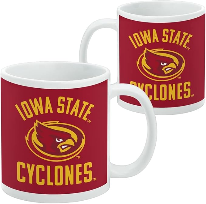 Iowa State Cyclones Ceramic Coffee Mug, Novelty Gift Mugs for Coffee, Tea and Hot Drinks, 11oz, White