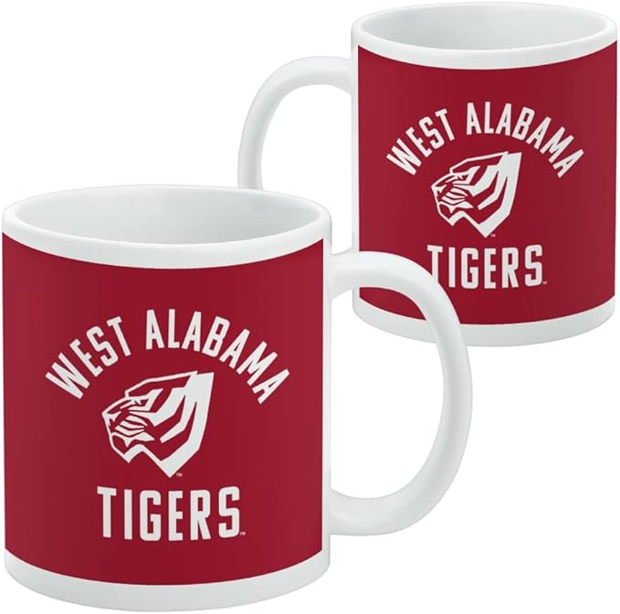 University of West Alabama Tigers Logo Ceramic Coffee Mug, Novelty Gift Mugs for Coffee, Tea and Hot Drinks, 11oz, White
