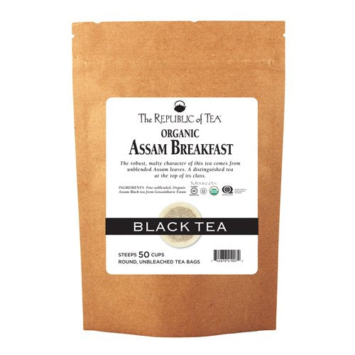 The Republic of Tea Organic Assam Breakfast Tea, 50 Tea Bags, Premium Assam Black Tea, Certified Organic