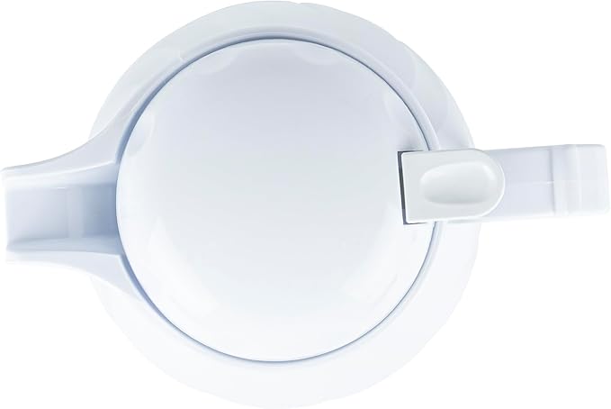 Restaurantware-Restpresso 64 Ounce Coffee Carafe, 1 Insulated Coffee Server - Push-Button Top, Swirl Design, White Plastic Pitcher, Built-In Handle, With Identification Tags