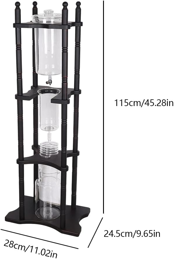 Ice Drip Coffee Maker Cold Brew Coffee Tower 67.6oz 25 Cups Slow Drip Japanese Cold Brew Maker (Black)