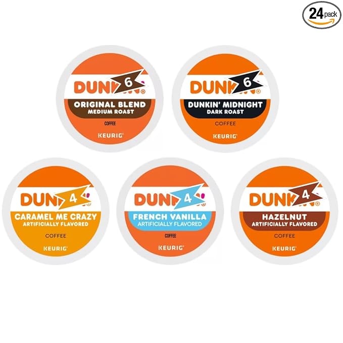 Variety Pack Sampler of K-Cups Coffee Pods—Original, Dark, Caramel, Hazelnut & French Vanilla Coffee—for Keurig Brewers— (24 Count)