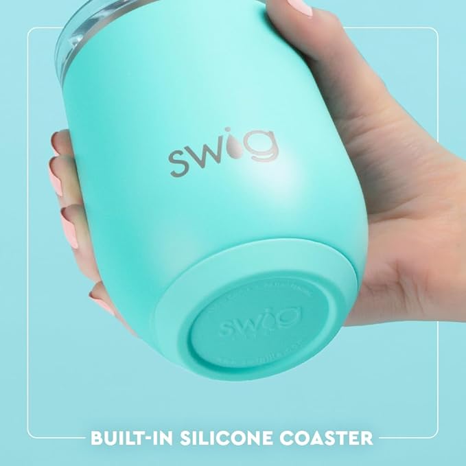 Swig Life 12oz Wine Tumbler with Lid, Stainless Steel, Dishwasher Safe, Portable, Triple Insulated Wine Tumbler (Sea Swirl)