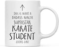 Andaz Press Funny 11oz. Ceramic Coffee Tea Mug Gift, This is What a Badass Ninja Superstar Karate Student Looks Like, 1-Pack