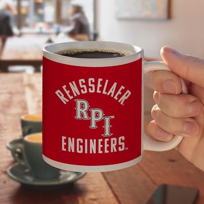 Rensselaer Polytechnic Institute Red Hawks Logo Ceramic Coffee Mug, Novelty Gift Mugs for Coffee, Tea and Hot Drinks, 11oz, White