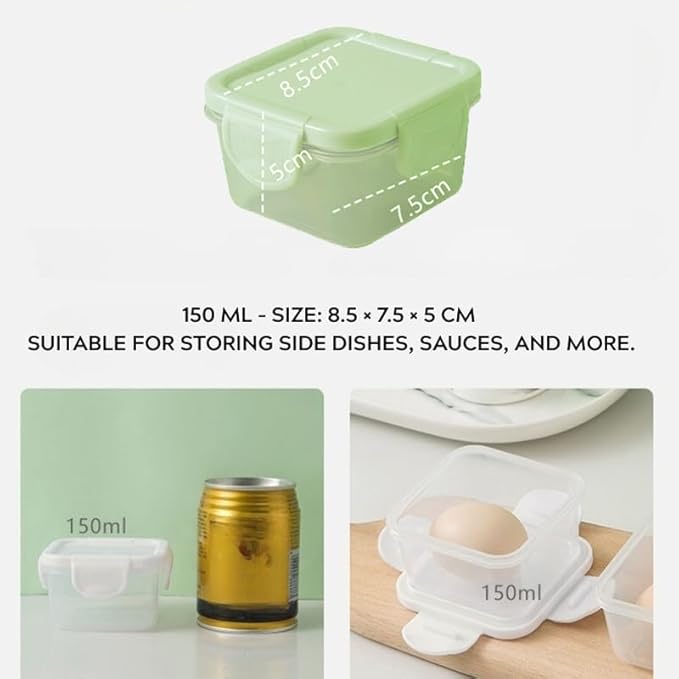 150 ml Food Storage Containers – BPA-Free Thickened PP, 4-Latch Airtight Lid, Freezer/Microwave/Dishwasher Friendly (Green)