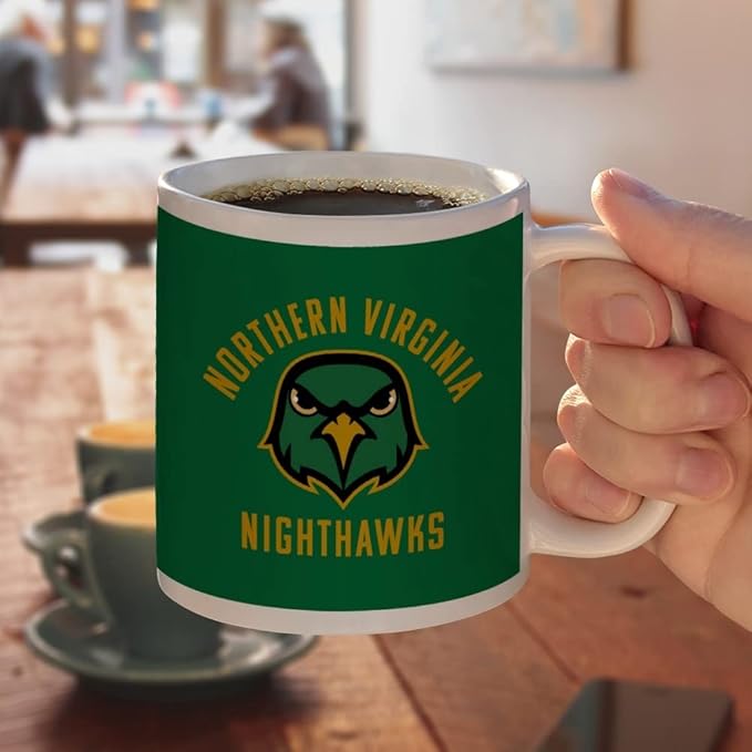 Northern Virginia Community College Nighthawks Logo Ceramic Coffee Mug, Novelty Gift Mugs for Coffee, Tea and Hot Drinks, 11oz, White