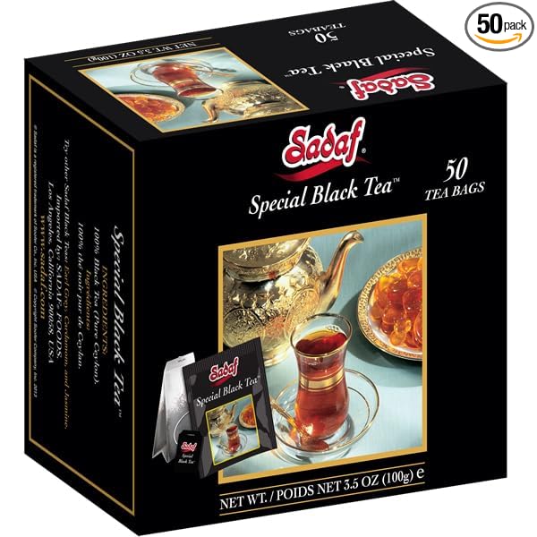 Sadaf Special Black Tea Bags - Pure Ceylon Black Tea - Product harvested in Sry Lanka - Kosher - 50 Bags