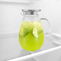 Glass Pitcher With Lid, 51 oz Glass Water Pitcher, 0.4 Gallon glass Pitchers With Handle And Lid For Fridge, Carafe Jug For Hot/Iced Water Milk Juice Coffee Fruit Tea pitcher