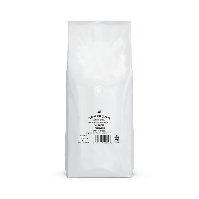 Cameron's Coffee Roasted Whole Bean Coffee, Organic Peru, 4 Pound