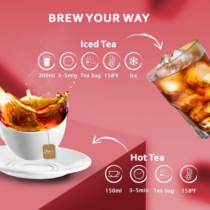 Olinda Iced Tea Sweet Watermelon Iced Tea Bags Cold Brew Organic Herbal Green Tea Summer Drink Hot and Cold Brew Natural Sucralose Sweetened Fruity Flavored Healthy Caffeinated Tea