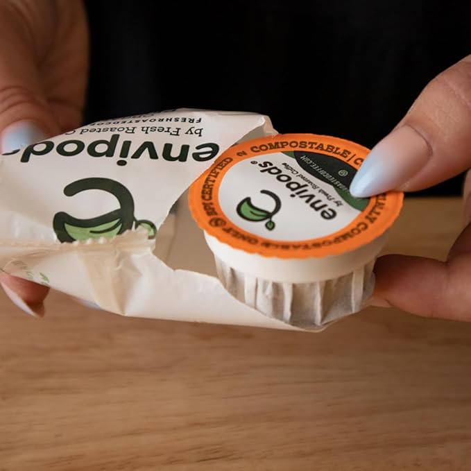 Fresh Roasted Coffee, USDA Organic Peru envipods | 3rd Party Tested for Pesticides, Mold, Mycotoxins, BPI Compostable, Kosher | Med Roast 36 CT Indiv Wrapped Pods for K Cup Brewers
