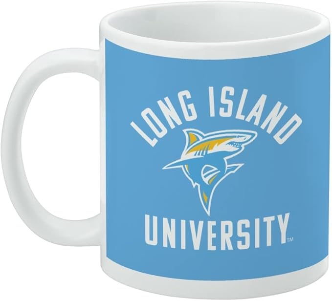 Long Island University Sharks Logo Ceramic Coffee Mug, Novelty Gift Mugs for Coffee, Tea and Hot Drinks, 11oz, White