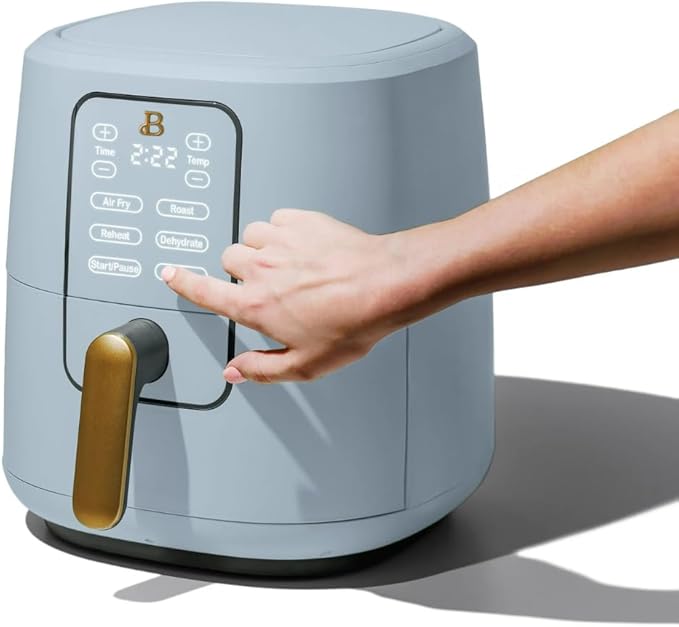 Beautiful 6-Quart Digital Air Fryer – TurboCrisp Tech Touchscreen with 1750W Power, 4 Cooking Modes (Cornflower Blue)