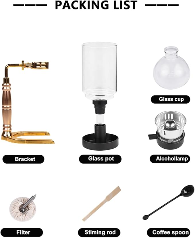 Siphon Coffee Maker Stovetop, Vacuum Syphon Coffee Machine 5 Cups with Heat-Resistant Glass Carafe & Stainless Steel Filter, Ideal for Home Use, Coffee Enthusiasts, Gift for Coffee Lovers