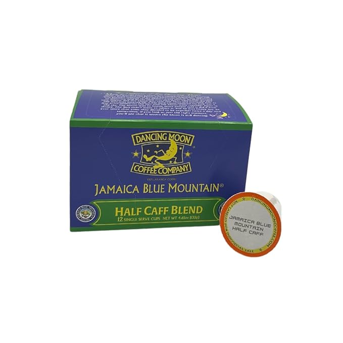 Dancing Moon Jamaica Blue Mountain® Half Caff Blend, 12 Single Serve Coffee Pods