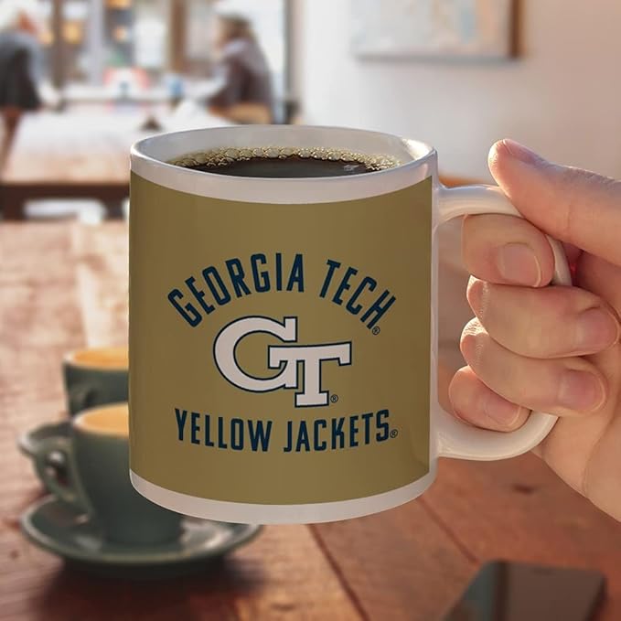 Georgia Tech Yellow Jackets Ceramic Coffee Mug, Novelty Gift Mugs for Coffee, Tea and Hot Drinks, 11oz, White