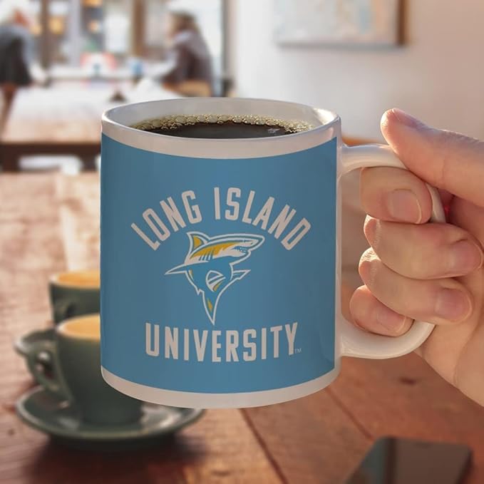 Long Island University Sharks Logo Ceramic Coffee Mug, Novelty Gift Mugs for Coffee, Tea and Hot Drinks, 11oz, White