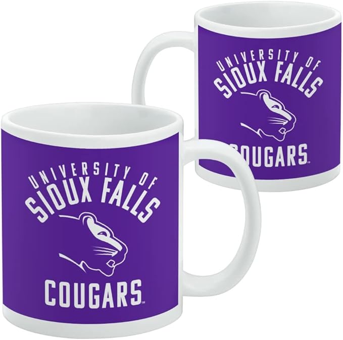 University of Sioux Falls Cougars Logo Ceramic Coffee Mug, Novelty Gift Mugs for Coffee, Tea and Hot Drinks, 11oz, White