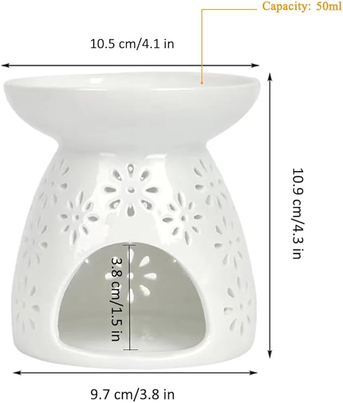 HwaGui - Ceramic Tea Light Holder & Wax Warmer, Aromatherapy Essential Oil Burner, Great Decoration for Living Room, Balcony, Patio, Porch and Garden