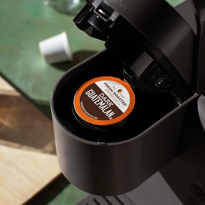 Fresh Roasted Coffee, Dark Guatemala Huehuetenango, Dark Roast, 72 Pods for K Cup Brewers