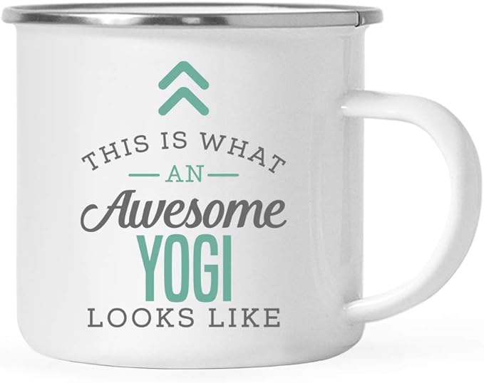 Andaz Press 11oz. Stainless Steel Campfire Coffee Mug Gift, This is What an Awesome Yogi Looks Like, 1-Pack, Birthday Gift Ideas Coworker Him Her, Includes Gift Box