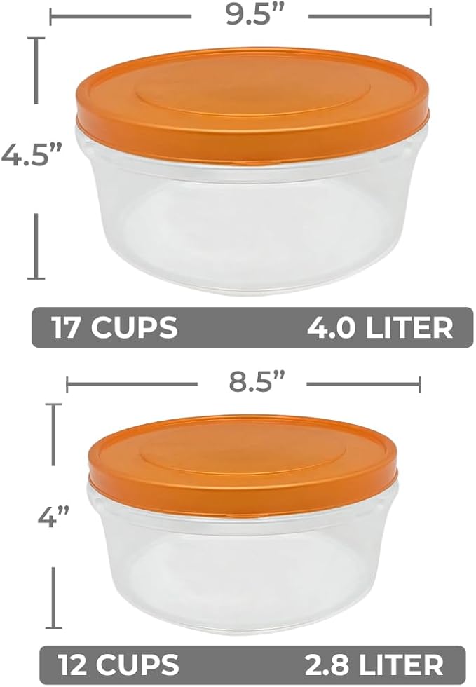 Large Food Storage Container 135 oz and 96 oz,Count 8 Plastic Food Storage Canisters Flour, Sugar, Baking Supplies Meal Prep BPA-Free (Golden)2.8L/4L