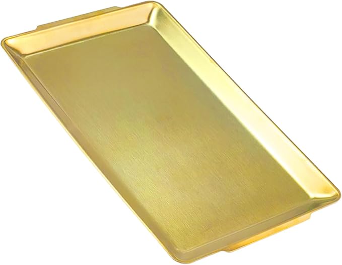16.3" x 11" Large Serving Platters, Stainless Steel Heavy-Duty Large Serving Trays, Gold Rectangular Plates for Food, Fruit, Party, Wedding, Christmas, Chip and Scratch Resistant