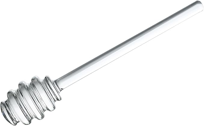 Glass Honey Dipper, 6 Inches Clear Drizzler for Honeypot, Honeycomb Spoon Mixing Stirrer, Honey Server for Honey Jar, Wedding Party Favors, 1 Pack, Dishwasher Safe