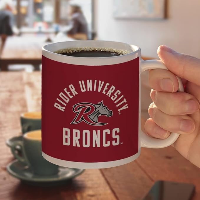Rider University Broncs Logo Ceramic Coffee Mug, Novelty Gift Mugs for Coffee, Tea and Hot Drinks, 11oz, White