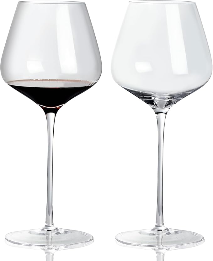 ACHEER Hand Blown Crystal Red Wine Glasses Set of 2, 24oz, Long Stem, Large - Gift Box, Perfect for Men & Women, Ideal for Any Occasion