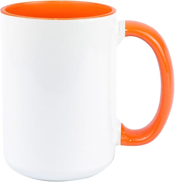 Ceramic 15oz Sublimation Coffee Mug, Orange, Case of 12