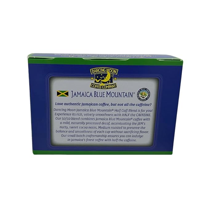 Dancing Moon Jamaica Blue Mountain® Half Caff Blend, 12 Single Serve Coffee Pods