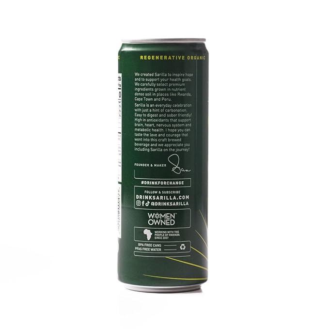 Sarilla Nonalcoholic Green Tea Spritzer – Lightly Sparkling Real Brewed Organic Green Tea with Hibiscus, Plant-Based Caffeine, Zero Calories, 12-Pack