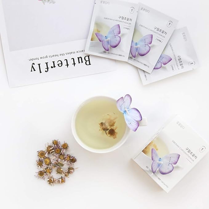 KKOKDAM Korean Tea Gift Set – 6 Flavor Butterfly Tea Bag Sampler – Elegant Box for Tea Lovers - Unique Christmas Gift