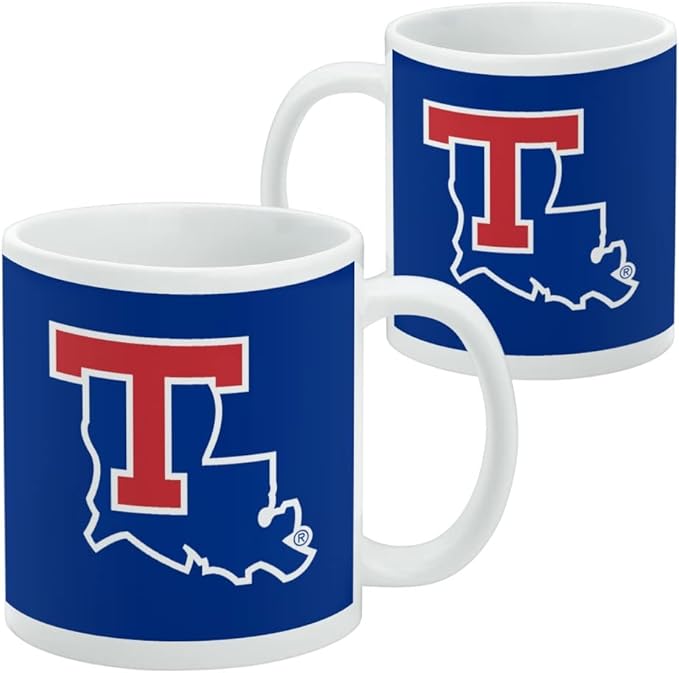 Louisiana Tech University Bulldogs Logo Ceramic Coffee Mug, Novelty Gift Mugs for Coffee, Tea and Hot Drinks, 11oz, White