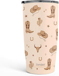 SANDJEST Cowgirl Tumbler 20oz, Stainless Steel Travel Cup with Lid, Insulated Coffee Mug, Cowgirl Gifts for Women Girls Friends Sisters on Birthday Christmas (Beige)