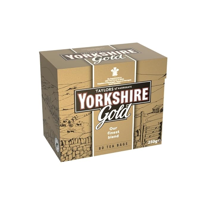 Yorkshire Tea, Gold, Pillow Tea Bags, 80 Count (Pack of 1), Premium Blend, Rich, Smooth, and Satisfying, Classic British Breakfast Blend, Caffeinated, Enjoy Hot or Iced, 80 Teabags