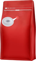 REMTAP Coffee Bags with Valve(100pcs,16oz) Red High Barrier Aluminumed Foil Flat Bottom Standing Coffee Beans Storage Bags,Reusable Heat Sealable Side Zipper Pouches for Home or Store