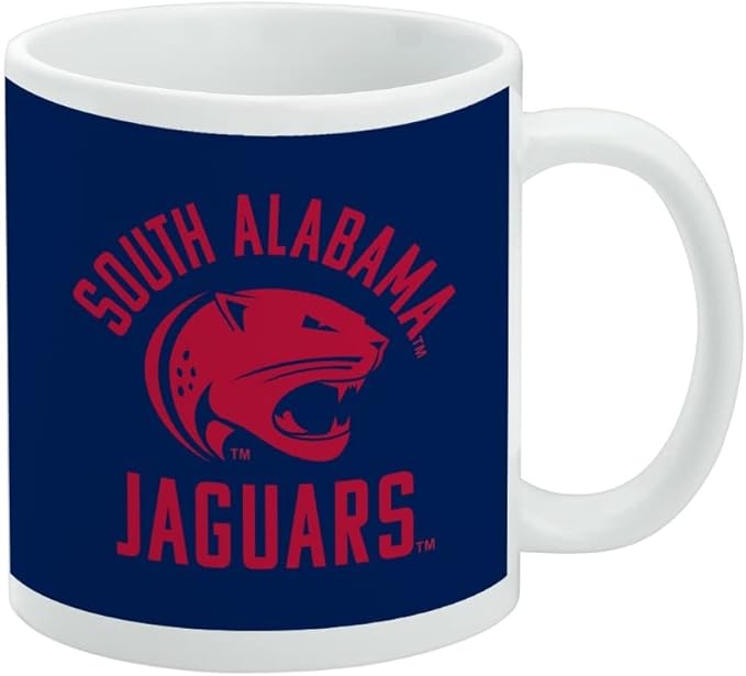 Univeristy of South Alabama Jaguars Ceramic Coffee Mug, Novelty Gift Mugs for Coffee, Tea and Hot Drinks, 11oz, White