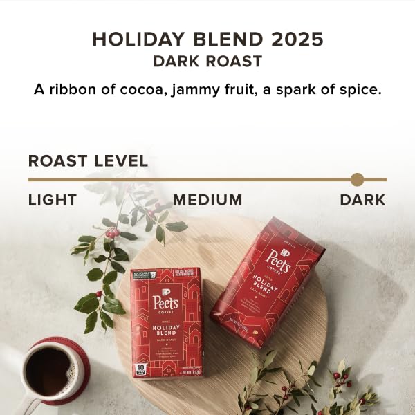Peet's Coffee, Dark Roast Keurig K-Cup Pods - Holiday Blend 60 Count (6 Boxes of 10 K-Cup Pods)
