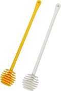 2 PCS Honey Dipper Stick, Honey Spoon with Long Handle, Honey Stirrers, Honey Spoon, Honey Spoon Dipper, Honey Wand, Long Handle Syrup Dipper Stick, Honey Mixing Stirrer Spoon White and Yellow
